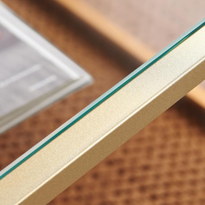 Shrine Glass Coffee Table, Dual-Layer Glass Coffee Table for The Living Room, Gold-Plated Metal Frame, Golden Hardware, Lower Tier with Tinted Glass