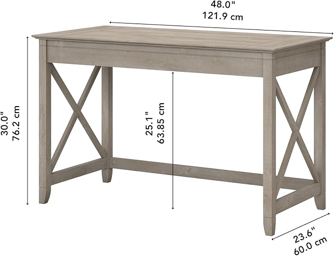 Bush Furniture Key West Writing Desk for Home Office in Washed Gray 48W Small Modern Farmhouse Table
