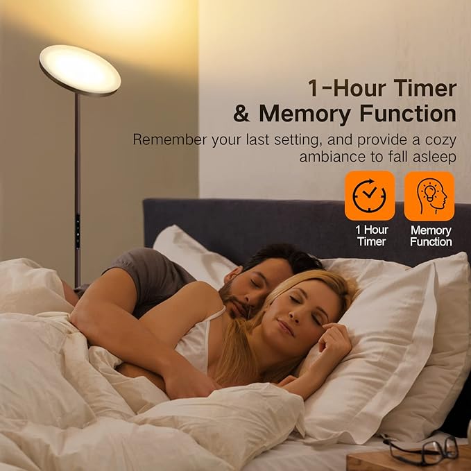 OUTON Floor Lamp, 30W/3000LM LED Modern Torchiere Sky Lamp, Dimmable Bright Standing Tall Lamp with 4 Color Temperatures, 1 Hour Timer, Remote Touch Control for Living Room Bedroom, Office, Bronze