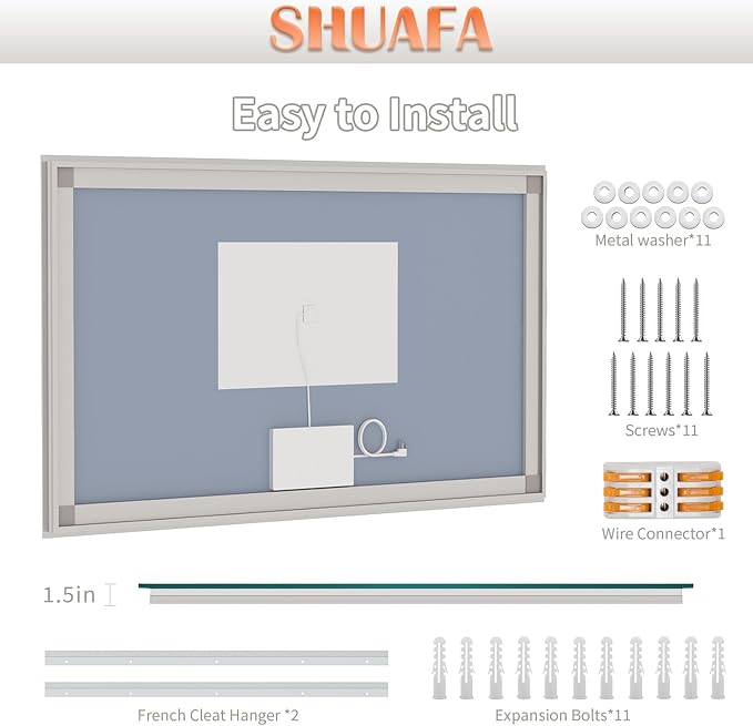 LED Mirror for Bathroom, 66x40 Inch Backlit + Front Lighted Bathroom Vanity Mirror with Lights for Wall, Double Light Strips, 3 Colors, Shatter-Proof, Anti-Fog and Brightness Memory