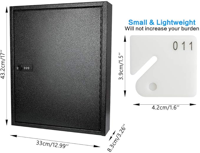 KYODOLED 100Keys Key Cabinet Organizer, Key Lock Box Wall Mount with Code, Large Keys Storage Combination Lock Box for Home, Office, Business Management,17"x 12.99" x 3.26" (Black,100 Key)