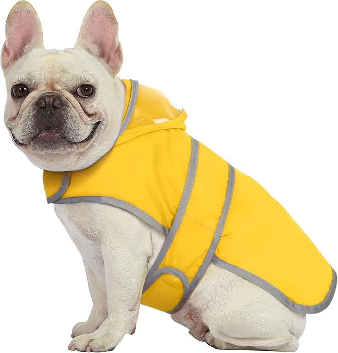 HDE Dog Raincoat with Clear Hood Rain Jacket Poncho for Small Medium Large Dogs Yellow - S