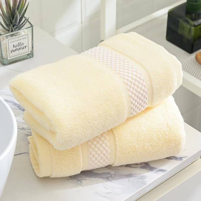 sense gnosis Beige Hand Towel Set of 2 Absorbent 100% Cotton Quick Dry Super Soft Hand Towels for Bathroom 13 X 29 Inches