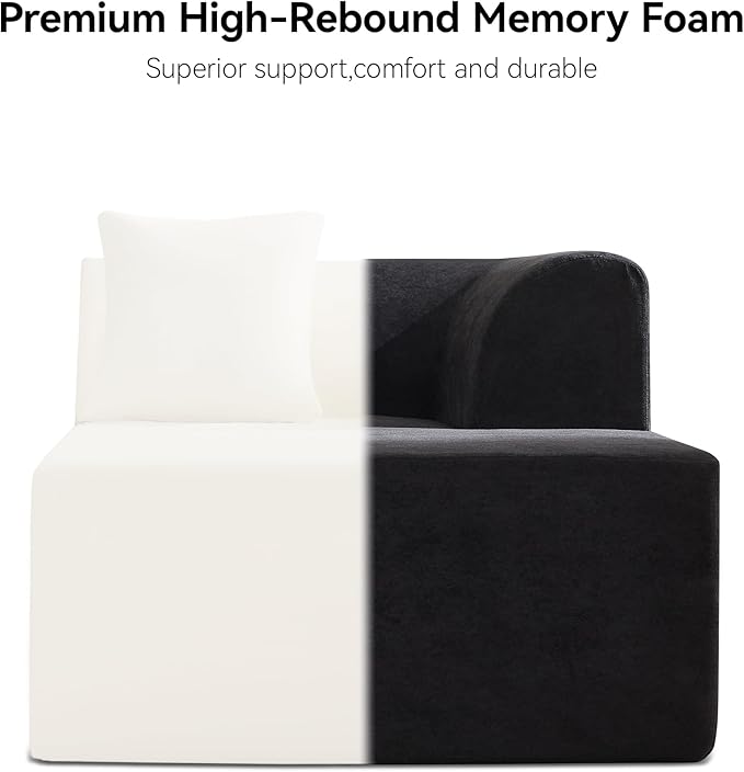 140''Oversized Cloud Velvet Curved Sectional Couch, Boneless Couch with L-Shape Chaise, Upholstered Compression Memory Foam Modular Sectional Sofa for Living Room, No Assembly Required, Black