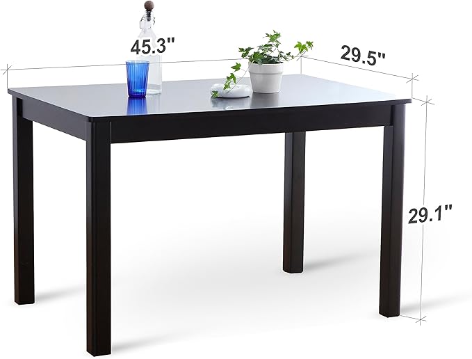 Livinia Cabin 45.3" Wooden Dining Table/Small Rectangular Modern Farmhouse Solid Wood Kitchen Table Desk (Black)