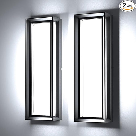 Sytmhoe LED Square Outdoor Wall Lights 2 Packs, 16inch 6000K 10%-100% Dimmable Exterior Wall Light Aluminum Body Waterproof IP65 led Porch Light for House Patio Garage Garden