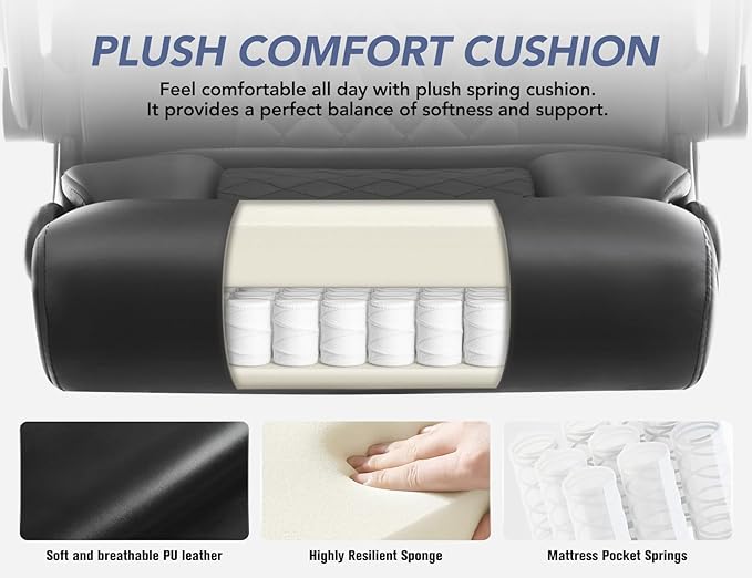 Office Chair with Adjustable Lumbar Support,Leather Ergonomic Computer Desk Chair with Flip-up Arms,Adjustable Tilt Lock,Swivel Rolling Executive PC Chair for Work, Study,Meeting,Small Space.Black