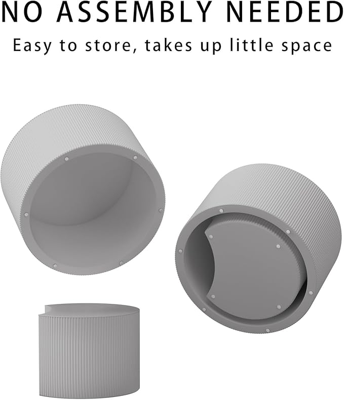 Round Nesting Coffee Table,Modern Fluted Coffee Tables Set of 2, Circle Vertical Stripe Design Drum Center Table Crescent Side Accent and Tables for Living Room (White)