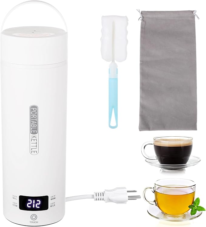 Portable Travel Electric Kettle, 16.9 oz Tea Kettle, 316 Stainless Steel Liner, 4 Temperature Settings, LCD Display, Auto Shut-Off & Fast Boiling, Mini Water Boiler for Home, Office