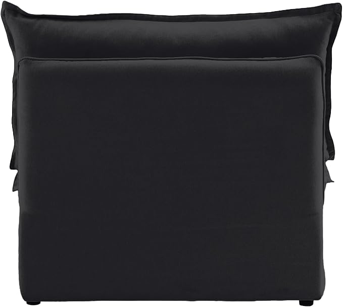 WJShome Modern Down Filled Sigle Middle Seat, Cloud Modular Sectional Sofa, Minimalist Wide Deep Seat Couches for Living Room Apartment Lounge Bedroom (Black)