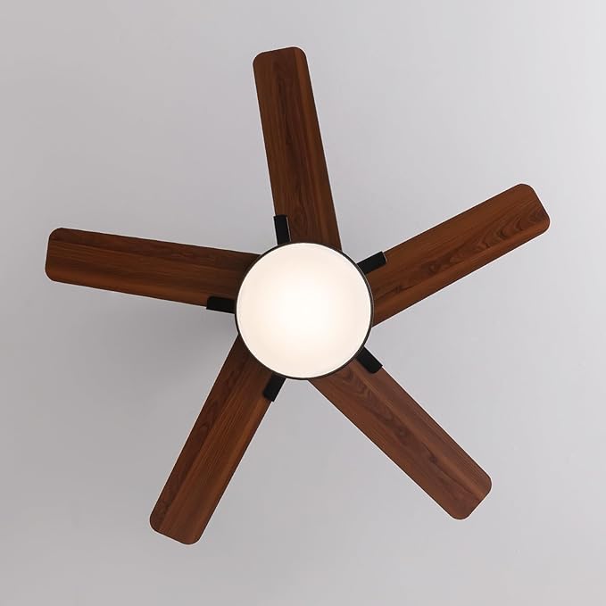 44 Inch Ceiling Fans with Lights and Remote Control, Modern Ceiling Fan with Dimmable LED, 6 Speeds, Timer, Quiet Reversible DC Motor, Black Ceiling Fan for Bedroom, Living Room and Kitchen