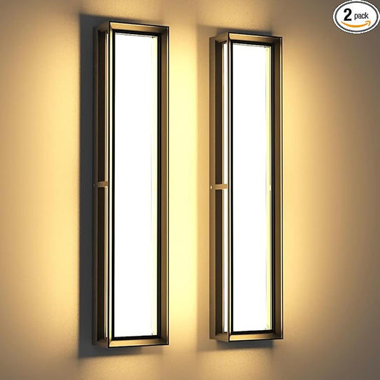 Sytmhoe Exterior Wall Light Fixture,2Packs 10%-100% Dimmable LED Modern Outdoor Patio Wall Light Fixture, 23.6in Black Exterior Sconce Wall Mounted Lights for Garage Living Room Courtyard House(3000K)