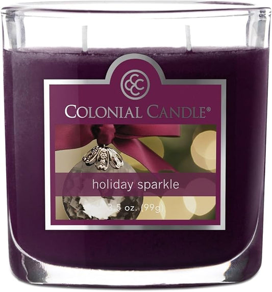 Colonial Candle Holiday Sparkle Scented Jar Candle, 2 Wick, 3.5 oz, Mottled Wax Candle