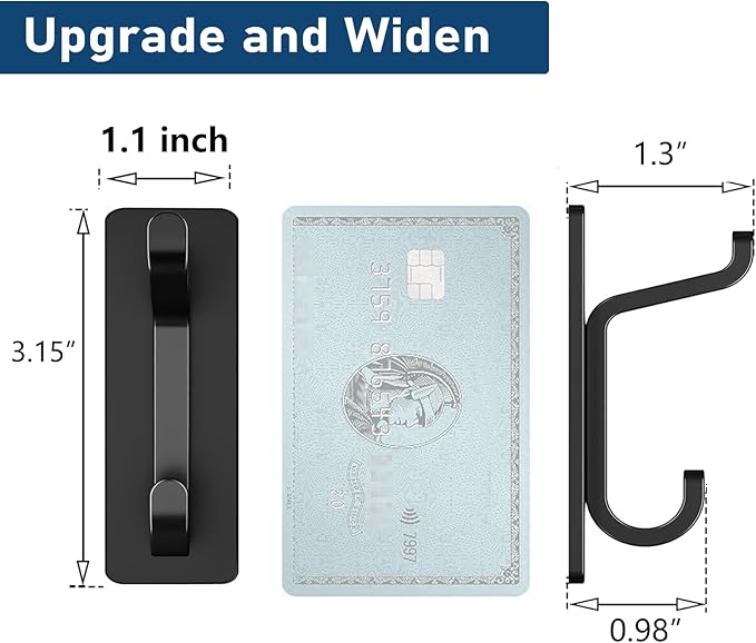 pickpiff Wall Hooks for Coat and Towel: 13LB Adhesive Door Hanger Stick on, Black 6 Pack