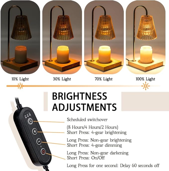 Marycele Candle Warmer Lamp with Timer, Vintage Amber Nightstand Candle Warming Lamp for Home Room Decor, Dimmable Wax Warmer for Jar Candles, Wedding Registry Gifts for Women Couples 2025