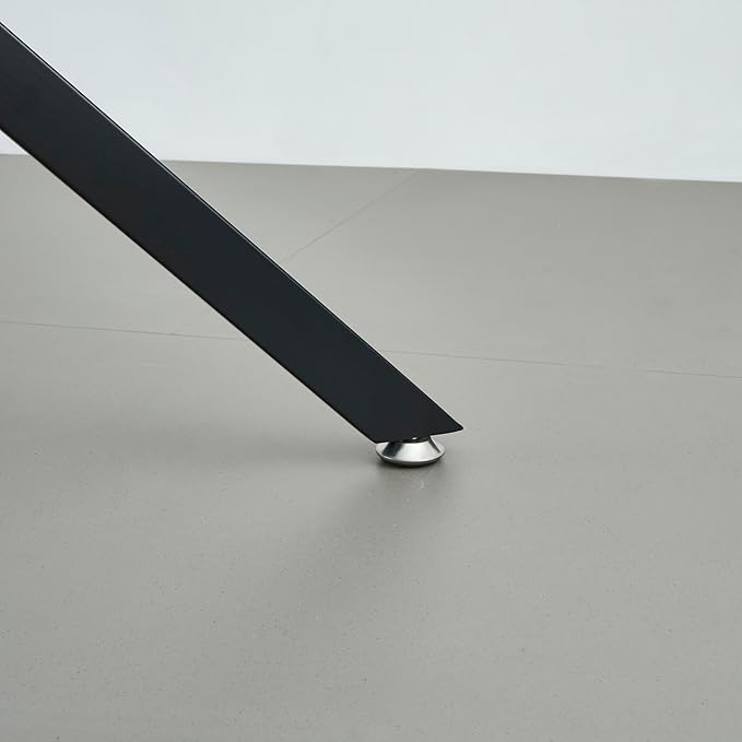 36" Round Glass Dining Table Modern Kitchen Glass Top Table for 4 with Black Metal Legs, Clear Dining Table Kitchen Table for Home Office Dining Room