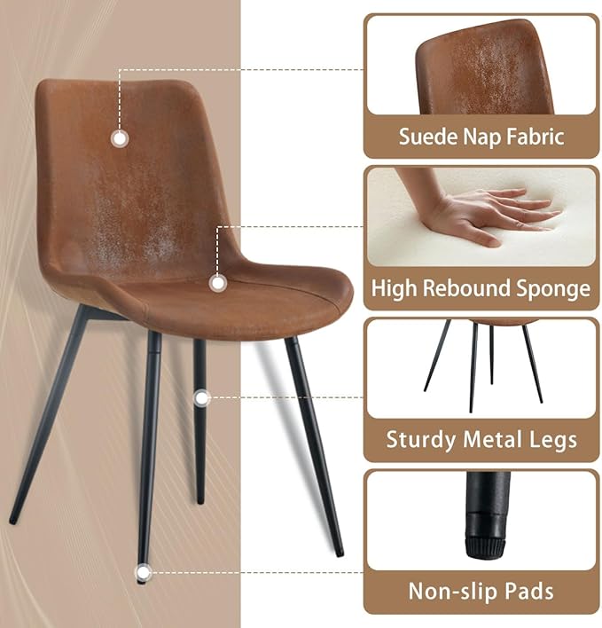 Modern Dining Table Set for 4, 62'' Sintered Stone Dining Table with 4 Chairs, Easy to Assemble