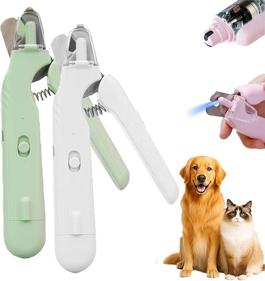 PupNourish Nail Trimmer, The SafeTrim by PupNourish, Pup Nourish Nail Clippers, 2 in 1 Nail Clipper and Grinder with Built-in LED Light,Splash Guard,Pet-Friendly Design,for Dog and Cat (White+Green)