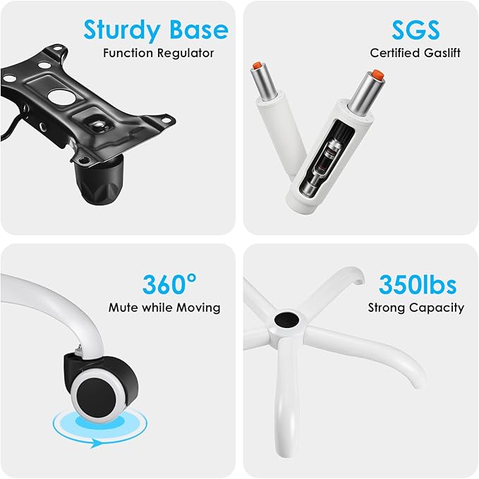 Farini Ergonomic Office Chair, Desk Chair with Headrest and Lumbar Support, High Back Swivel Home Office Chair with Headrest for Home Office Bedroom, Gifts, White & Beige