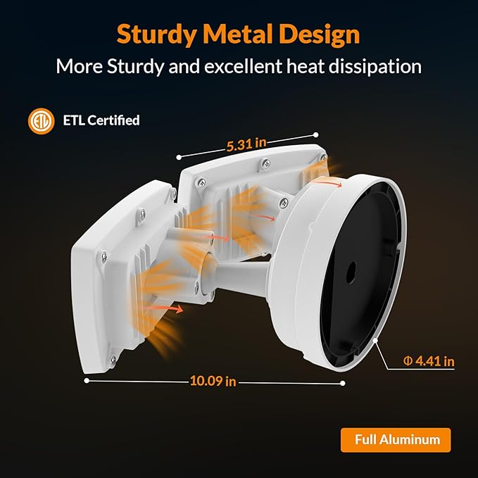 LEPOWER 3000LM Flood Light Outdoor, Switch Controlled LED Security Light, 28W Exterior Lights with 2 Adjustable Heads, IP65 Waterproof, 5500K Wall Mount Exterior LED Flood Light for Garage, Yard White