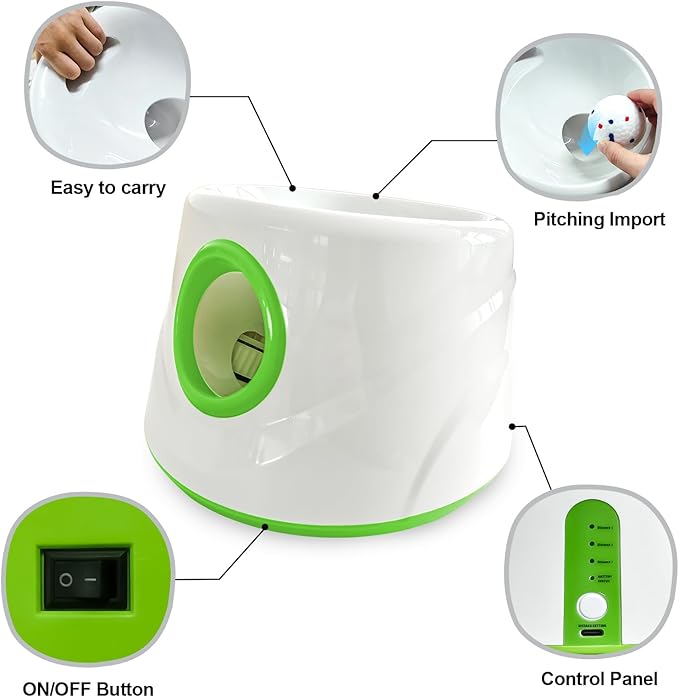 Automatic Dog Ball Launcher with 6 ETPU Tennis Balls, Dog Ball Thrower for Small & Medium Dogs, 3 Adjustable Distance 19-45FT, Interactive Toy Throwing Machine for Indoor/Outdoor