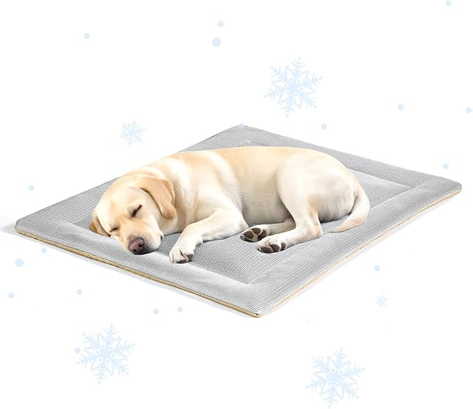 Cooling Mat for Dogs Washable Puppy Sleeping Mat Anti-Slip Durable Dog Crate Pad Comfortable Breathable Skin Friendly Outdoor Mattress Grey (42×28×1.2 inches)
