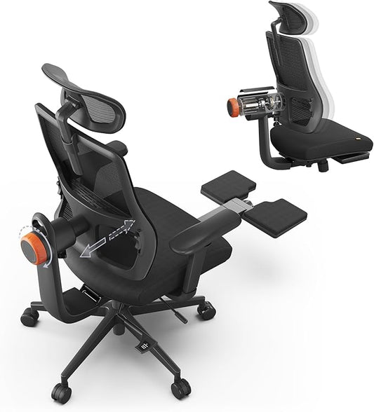 Newtral Ergonomic Office Chair - Home Office Desk Chair with Adaptive Lumbar Support, with Footrest, 4D Armrest, Adjustable Seat Depth & Height