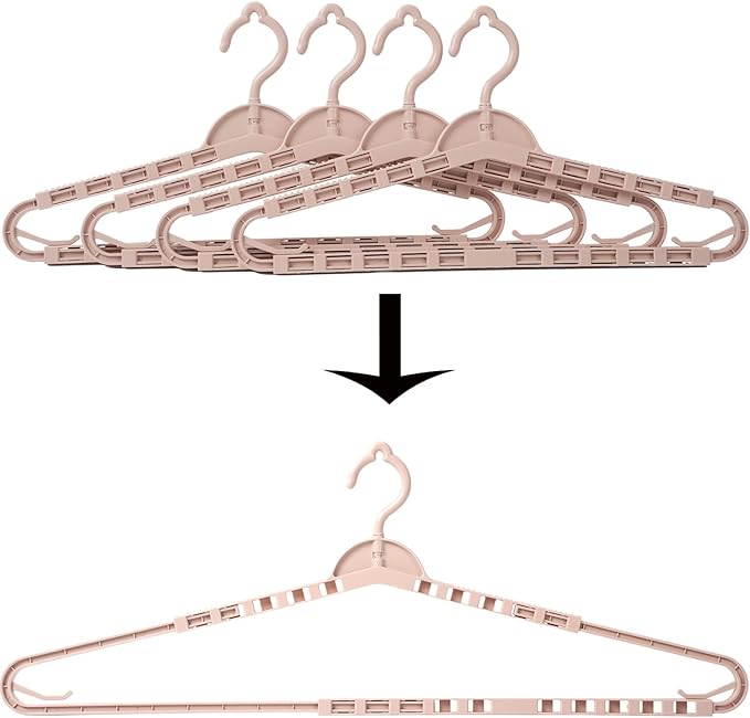 4 Pack Extra Large Hangers Big Clothes Hangers Enlarge Adjustable Shoulder 16.5"-26" Drying Hanger Sturdy for Wide Polos Tops Cardigans Quilt Bath Towel Big and Tall Shirts (Light Pink)
