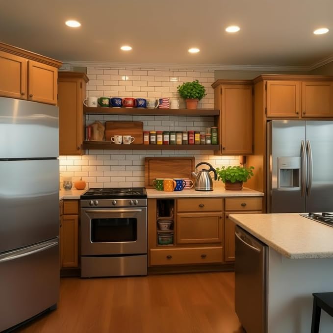 foxsky 60 Inch Solid Pine Wood Floating Shelves for Wall with Hidden Brackets, Rustic Farmhouse Wall Mounted Shelf for Bathroom, Living Room, Bedroom, Kitchen, Office Decor (Walnut)