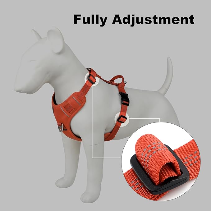 Plutus Pet No Pull Dog Harness, Reflective Adjustable Dog Vest Harness with Handle, Escape Proof, Soft Padded for Small Medium Large Dogs (Orange, XS)
