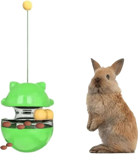 Rabbit Treat Puzzle, Rabbit Treat Dispenser Toy, Tumbler Interactive Ball Bunny Feeder, Bunny Food Ball Snacks Temptations, Food Puzzle Toys for Cats (Green)