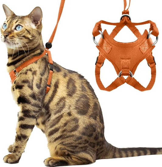 Houdini™ Escape Proof Cat Harness and Leash Set by OutdoorBengal – Orange, Large Cat Harness for Walking Big Cats