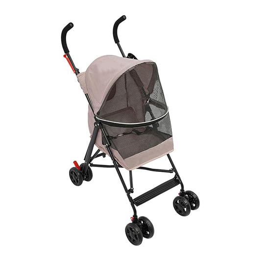Pet Travel Stroller 22 * 18 * 38in, Pet Stroller Made of Oxford Cloth, Spray Molding Foldable,Small Dog Cat Cage Jogger Travel Carrier Breathable and Visible 22 Lbs Capacity(Pink)