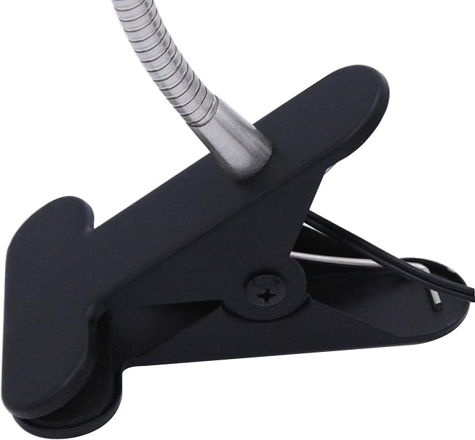 Clip-On LED Desk Lamp with Switch, 19.25” Flexible Gooseneck, 4.5W 260LM 4000K Cool White Clamp Desktop Light, 65” Cord Small Desk Light for Home, Office, Study, ETL Listed