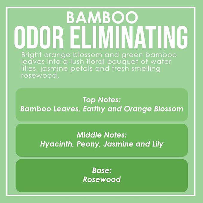 Bamboo Two Pack Odor Eliminating Highly Fragranced Candles - Eliminates 95% of Pet, Smoke, Food, and Other Smells Quickly - Up to 80 Hour Burn time - 12 Ounce Premium Soy Blend