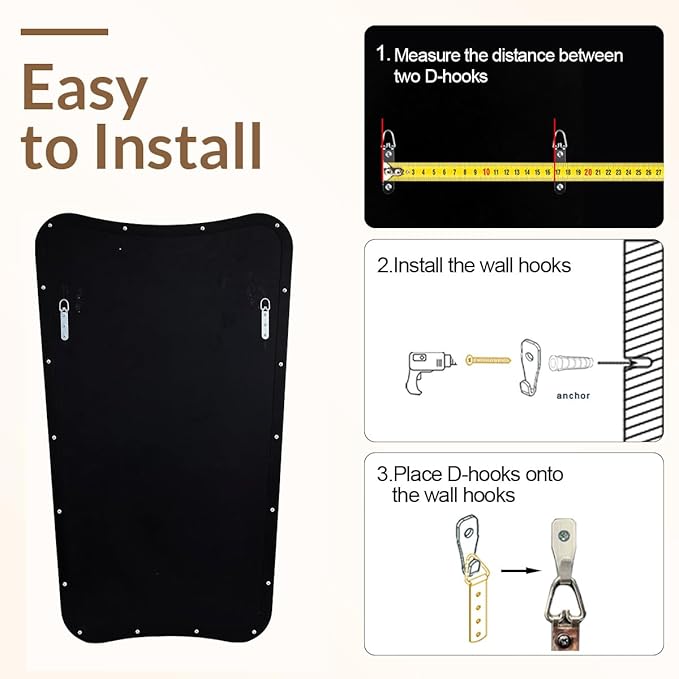 ANDY STAR Brushed Bronze Asymmetrical Mirror, 24"x32" Bathroom Mirror for Wall with Premium Stainless Steel Thin Frame, Italian Curved Mirror Decorative for Bathroom, Powder Room, Entryway