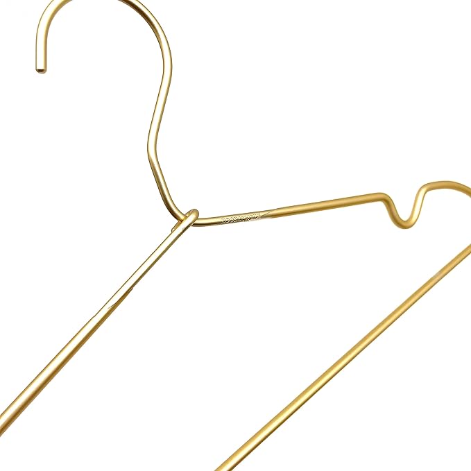 Premium Clothes Hangers 16.5" Metal Gold Coat Hangers Non Slip Hook Laundry Wire Suits Shirt Hangers Save Space Closet Storage Pants Hanger 30Pack