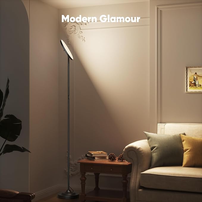 36W LED Floor Lamp, Upgrade Super Bright Standing Lamp, Modern Stepless Dimmable Torchiere Tall Lamp with Remote Control, 350°Rotating Head Reading Floor Lamp for Living Room, Bedroom, Office
