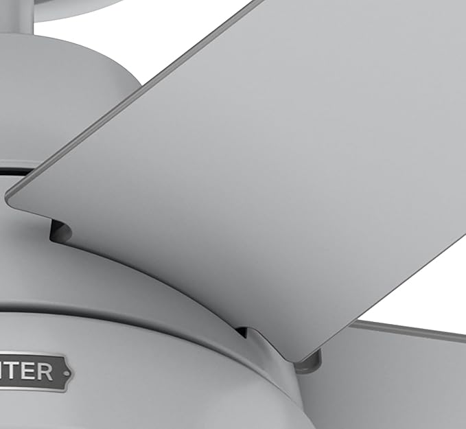 Hunter 52 inch Indoor Ceiling Fan with LED Light and Remote Control - Modern Smart Ceiling Fan, Standard Mount, 5 Blades, For Bedroom, Living Room, or Kitchen, Quiet - Aerodyne 52614, Dove Grey