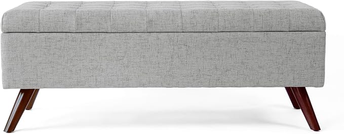 HomePop Modern Tufted Storage Bench|Homepop Home Décor|Bench with Storage for Living Room & Bedroom - Gray Woven