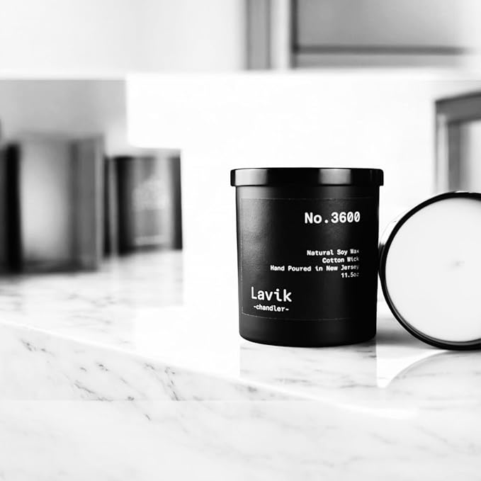 Luxury 11.50oz Scented Candle with grounding Base Notes of Birch, Cedarwood, Musk, Oakmoss, and Patchouli. Natural Soy Wax, Cotton Wick, Matte Black Jar. Gift or Elegant Decor for Home & Office