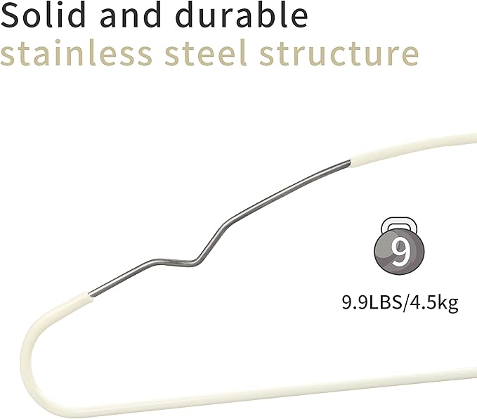 TOPIA HANGER Metal Hangers 20 Pack, Adult Clothes Hangers Space Saving & Non Slip Rubber Coated, Heavy Duty Wire Hanger for Coat,Shirt,Strap Dress,Ivory-CT12I