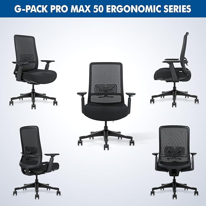 Mesh Office Chair – Ergonomic Office Chair with Lumbar Support, Adjustable 3D Arms & Soft Seat – Holds Up to 330lbs (Black)