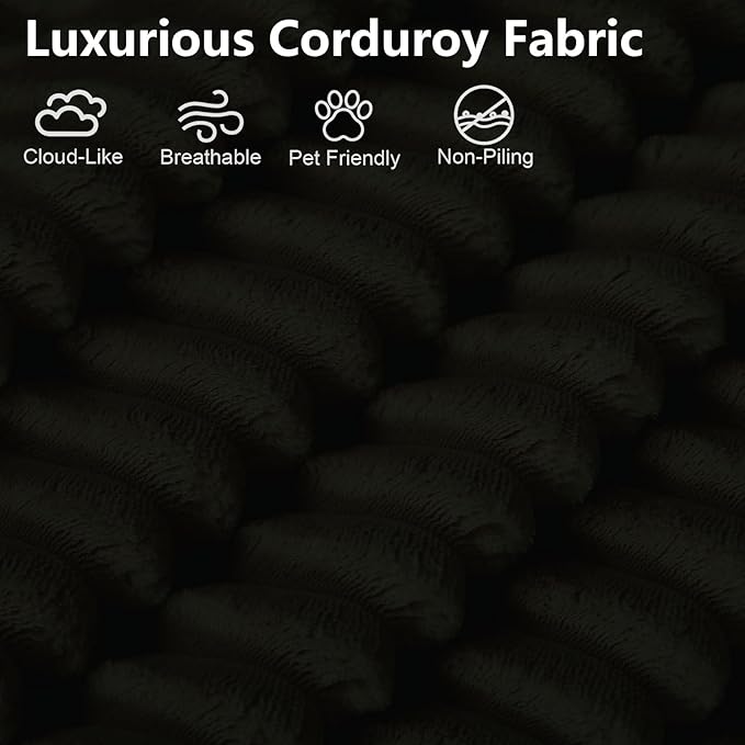 70.78" Loveseat Sofa, Modern Small Corduroy Couch Comfy Deep Seat for Living Room, Bedroom, Apartment, Home Office, No Assembly, Black