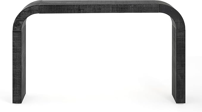 Merax Black Entryway Table Narrow, Curved Edge and Natural Texture Console Table for Living Room, Hallway and Bedroom