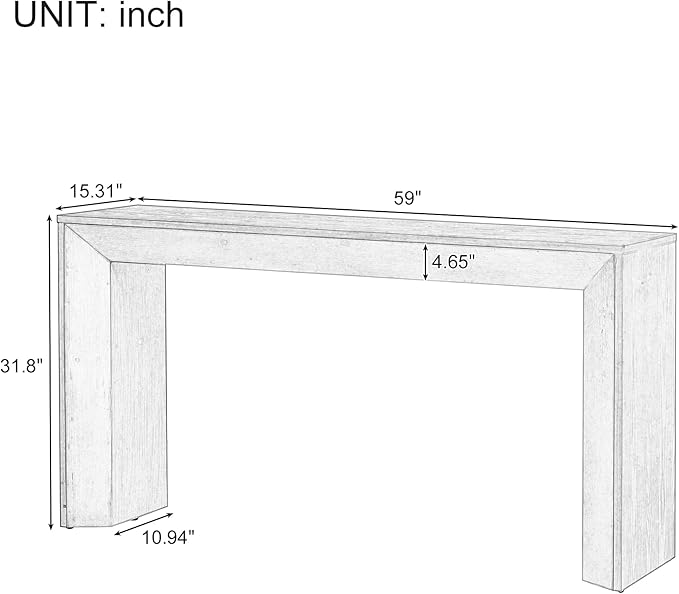 Modern Entryway Console Table 59-Inch Long Entry Sofa Table Accent Furniture for Living Room Hallway, Easy Assembly, Gray