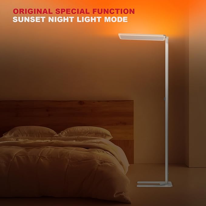 JINIU 79” Eye-Care LED Floor Lamp, Bridgelux Thrive™ Full-Spectrum Standing Lamp, 150W 11000LM, Dimmable 4000K Natural Daylight, Motion Sensor for Home Office, Playroom, Special Nightlight for Bedroom