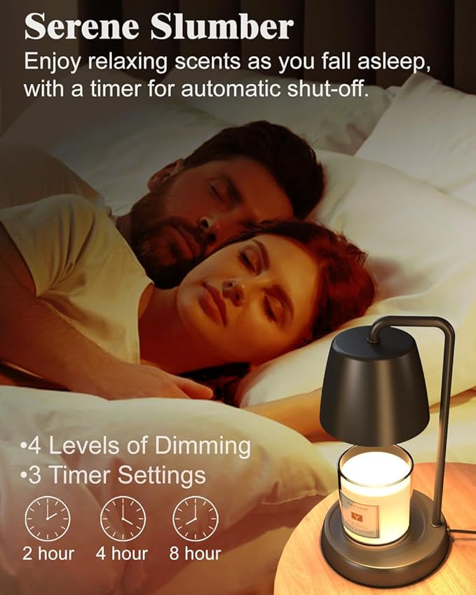 Candle Warmer Lamp with Timer and Dimmer - Electric Candle Lamp Warmer for Jar Candles - Ideal Home Decor Gift for Women, Daughter, and Mom - Includes 2 Bulbs (Black)