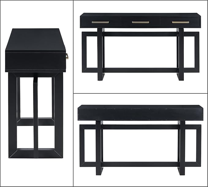 57” Entryway Console Sofa Table with Storage Drawers, Long Narrow Behind Couch Furniture for Living Room, Entrance, Hallway, Front Door, Black