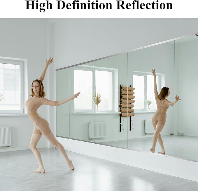 Ruomeng Home Gym Mirror, 48"x24" Gym Mirrors for Wall (2PCS), Frameless, Tempered Glass, Large Workout Mirrors for Home Gym, Dance Studio, Yoga Room, Garage Gym